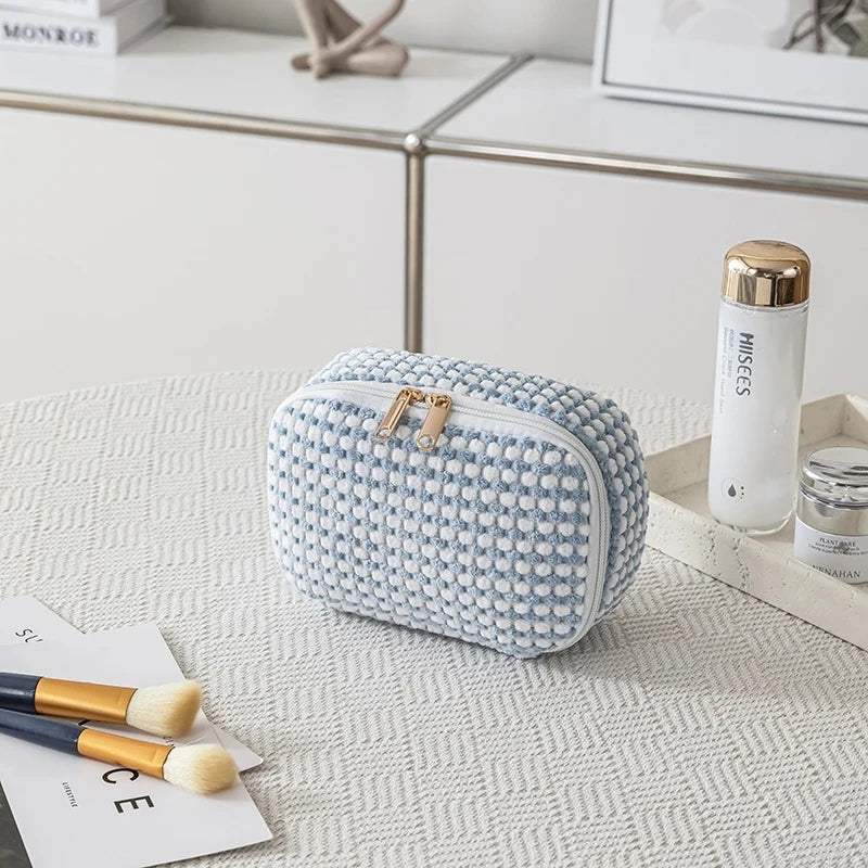 Plush Plaid Makeup Bag