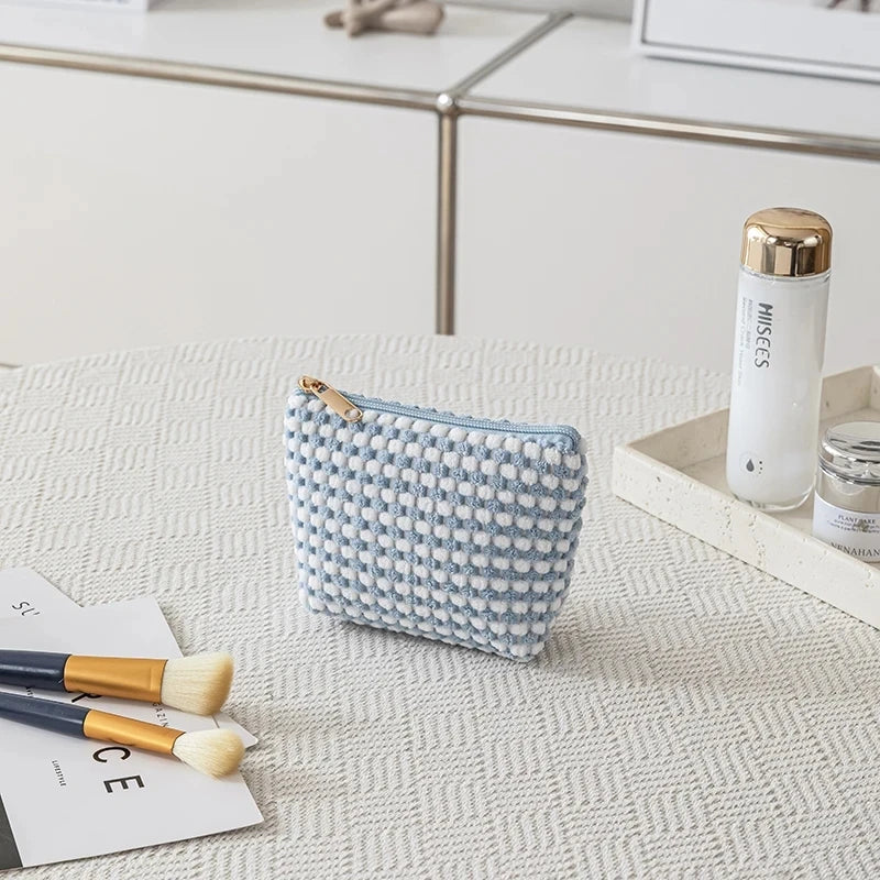 Plush Plaid Makeup Bag