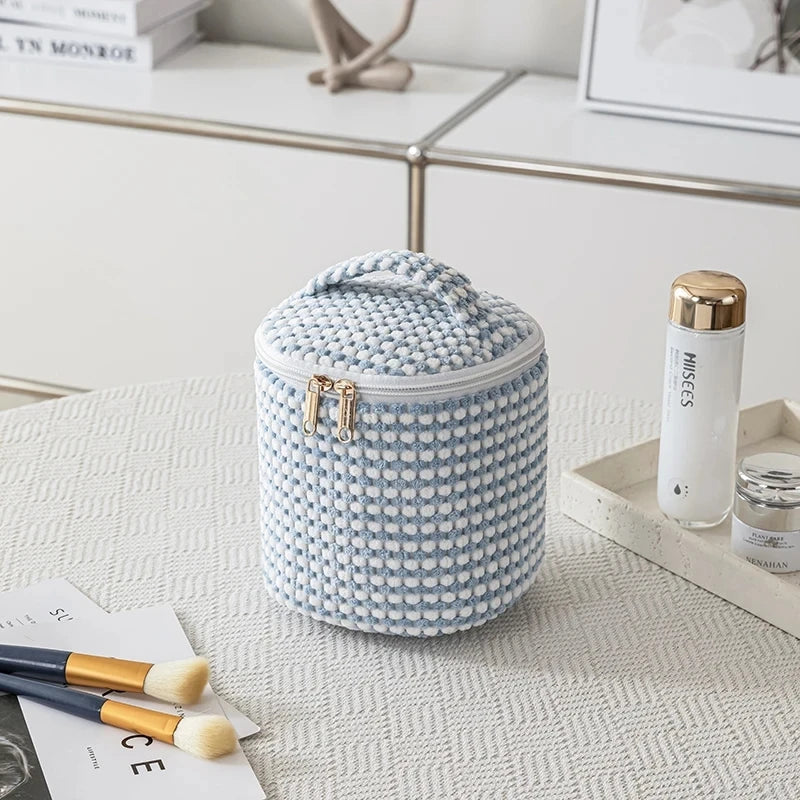 Plush Plaid Makeup Bag