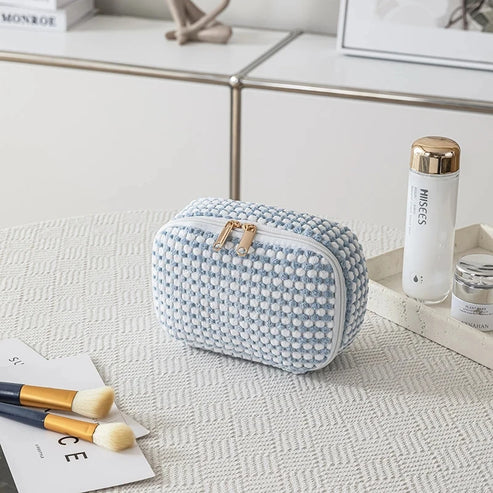 Plush Plaid Makeup Bag