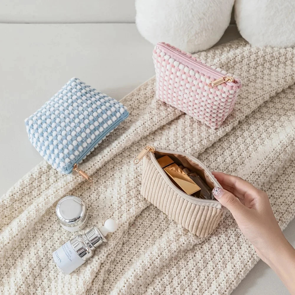 Plush Plaid Makeup Bag